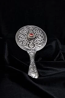Turan Design.925 Ayar Gümüş Kırmızı Taşlı Büyük Boy El Aynası ürün görseli 1