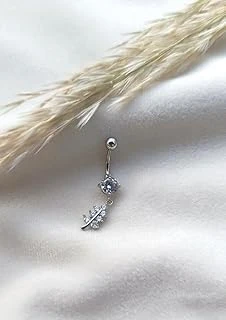 Göbek Piercing Çelik Vidalı Gri Kadın İthal 316 L Paslanmaz 15836 ürün görseli 1