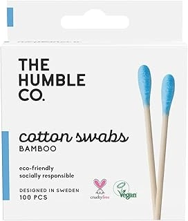 The Humble Co. - Humble Brush Cotton Swabs - Blue, Bambu Kulak Çubuğu Mavi, Çevre Dostu Pamuklu Kulak Çubukları, Plastik Içermeyen Ambalaj, Doğal Renkli Pamuktan Kulak Çubukları ürün görseli 1