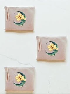 Ay Çiçek Baskılı 3'Lü Makyaj Çantası 20X25 Cm, Lh92740829352354234 ürün görseli 1