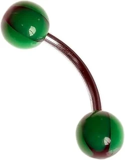 Rouge Moulin Curved Barbel 316 L Bioplast Piercing Tdgr00866, Siyah Yeşil ürün görseli 1