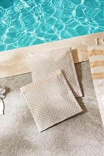 Textile 2'Li Su Geçirmez Pvc Astarlı Gri Dama Desen Islak Kuru Çantası 28 X 30/30 X 36 Cm ürün görseli 1