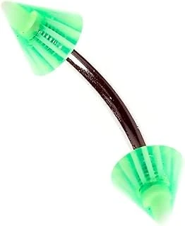 Rouge Moulin Curved Barbel Çelik Spike Piercing Tdgr00890, Yeşil ürün görseli 1