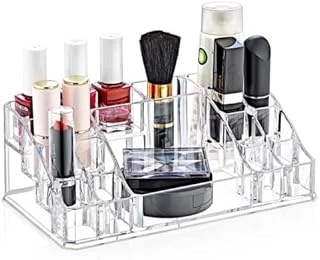 22X12X8 Ebatlarında Akrilik Şefaf Organizer 16 Gözlü Dikdörtgen Kozmetik Organizer ürün görseli 1
