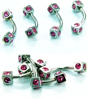 Rouge Renkli Taşlı Küp Uçlu Kaş Piercing Tdgr00512 ürün görseli 1