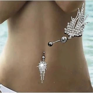 Çelik Sallantılı Göbek Piercingu, Gümüş, Unisex ürün görseli 1