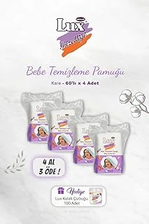 4 Al 3 Öde Lux Kare Bebe Temizleme Pamuğu 60' Lı, Kulak Çubuğu Hediyeli ürün görseli 1