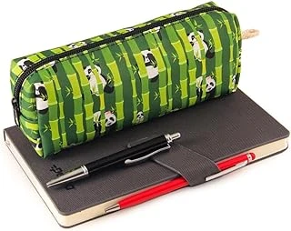 Bambu Panda Desenli Yeşil Kalemlik Fermuarlı Makyaj Çantası ürün görseli 1