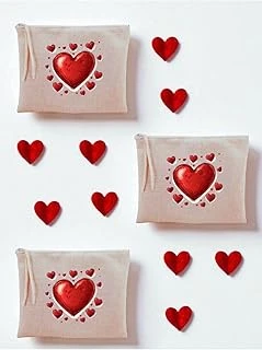 Kalpler Baskılı 3'Lü Makyaj Çantası 20X25 Cm, Lh892074235235123123 ürün görseli 1