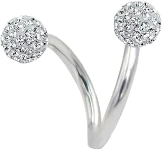 Cerrahi Çelik Kristal Taşlı Spiral Model Kıkırdak Helix Piercing, Gümüş ürün görseli 1