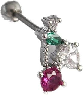 316L Çelik Gümüş Renk Zirkon Taşlı Tragus Piercing - Tj-Pr1227 ürün görseli 1