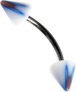 Rouge Moulin Curved Barbel Çelik Spike Piercing Tdgr00892, Mavi-Beyaz ürün görseli 1
