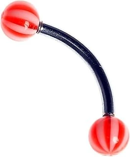 Rouge Moulin Curved Barbel 316 L Bioplast Piercing Tdgr00858, Pembe-Beyaz ürün görseli 1