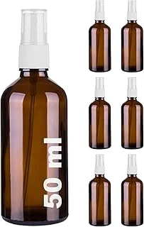 Afracam 50 Ml Beyaz Spreyli Amber Cam Şişe 50 Cc Sızdırmaz Kapaklı Fısfıs Kahverengi Cam Şişe 6 Adet ürün görseli 1