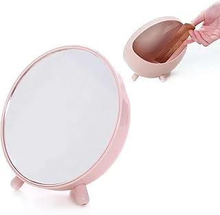 Masa Üstü Pembe Yuvarlak Plastik Arka Hazneli Masa Makyaj Aynası Cin719Pm ürün görseli 1