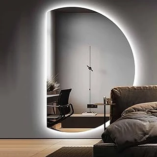 Led Arkadan Aydınlatmalı Yarım Ay Banyo Aynası 51 X 35 İnç, Ayarlanabilir Parlaklık, Buğu Önleyici, Düzensiz Yarım Daire Tasarımı, Şık İç Dekorasyon (Sağ Yarım 35"X24") ürün görseli 1