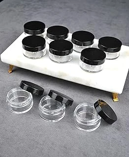 10 Adet Mika 10 Ml Kavanoz Küçük 4 Cm Takı Siyah Kapaklı Mini Seyahat Kavanozu ürün görseli 1