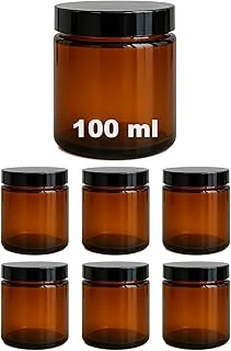Afracam 100 Ml Cam Kavanoz Amber 100 Cc Kozmetik Kavanozu Siyah Kapaklı 6 Adet ürün görseli 1