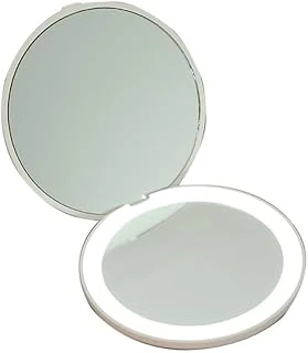Lom2062-16 Led Işıklı 1X-5X Şarj Edilebilir Cep - Çanta Makyaj Aynası (Beyaz) ürün görseli 1