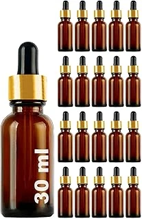 Afracam 30 Ml Metal Kapaklı Damlalık Dropper Şişesi 30 Cc Cam Şişe 20 Adet (Siyah Lastik | Altın Kapak, Amber/Kahverengi) ürün görseli 1