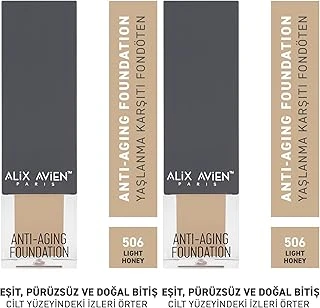 Alix Avien Yaşlanma Karşıtı Içeren Nemlendirici Spf15 Fondöten - Anti Aging Foundation 506 Light Honey (2 Paketi) ürün görseli 1