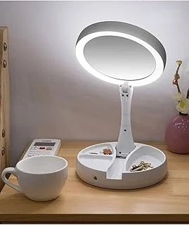 10X Büyütme Çift Taraflı Makyaj Ayna Katlanabilir 21 Led Işıklı Makyaj Aynası Usb Kablo ürün görseli 1