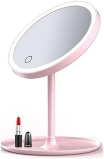 Led Işıklı Dokunmatik Makyaj Aynası, Pembe, 3 Kademeli Işık Ayarlı, Usb Şarjlı, 17.5X27 Cm ürün görseli 1