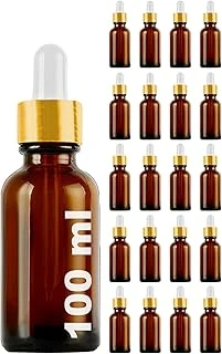 Afracam Amber 100 Ml Metal Gold Sızdırmaz Kapaklı Dropper Damlalık Cam Şişe 20 Adet ürün görseli 1