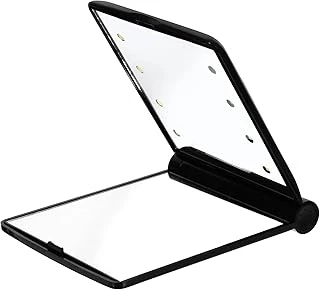 Techtic Katlanır Mini Işıklı Makyaj Aynası Cep Çanta Aynası 8 Led Pilli(23A 12V Pil Dahildir) (Si̇yah) ürün görseli 1