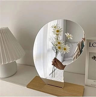 Gaman Asimetrik Görünümlü Şık Tasarım Çerçevesiz Dekoratif 20 Cm Ahşap Makyaj Cilt Bakım Aynası ürün görseli 1
