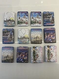 Kapaklı Mini Makyaj Aynası, Karışık Eşsiz İstanbul Manzaralı Taşlı,Taşınabilir, Kına Hediyelik 12 Adet Kapaklı Mini Makyaj Aynası, 8X6 Cm ürün görseli 1