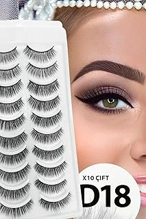 Ruby Face Doğal Görünümlü İpek Bütün 10Lu Takma Kirpik Seti- 10 Çift Gerçek Takma Kirpik- Model: D18 ürün görseli 1