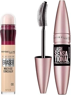 New York Lash Sensational Yelpaze Etkili Intense Black Maskara - Ekstra Siyah & Instant Anti Age Eraser Kapatıcı - 00 Ivory Makyaj Seti ürün görseli 1