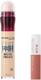 New York Instant Anti Age Eraser Kapatıcı 00 Ivory & Mini Super Stay Matte Ink Likit Mat Ruj 65 Seductress Makyaj Seti ürün görseli 1