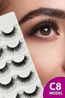 Ruby Face Doğal Görünümlü İpek Bütün 5Li Takma Kirpik Seti- 5 Çift Gerçek Takma Kirpik- Model: C8 ürün görseli 1