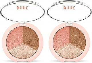Nude Look Baked Trio Face Powder - Fırınlanmış 3'Lü Allık, Bronzer Aydınlatıcı Paleti (2 Paketi) ürün görseli 1