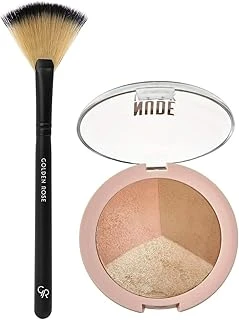 Fan Brush - Yelpaze Fırça Nude Look Baked Trio Face Powder - Allık Bronzlaştırıcı Aydınlatıcı Set ürün görseli 1