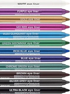 12 Renkli Neon Eyeliner Yağlı Göz Kalemi Seti Çok Renkli ürün görseli 1