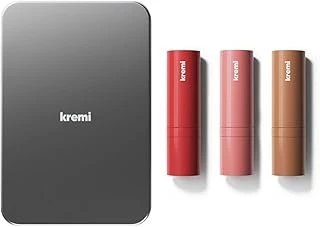 Kremi Allık Ruj Göz Farı Kiss&Blush 3Lü Set Metal Kutu I Makyaj Makeup | Stick | Seramid Skualen E, Allik Set, Candy/Poppy/Souffle ürün görseli 1