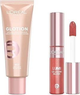 Paris Glotion All-In-One Doğal Işıltı Aydınlatıcı Losyon - 902 Light Glow + L'Oréal Paris Lumi Blush Likit Allık - 630 Glowy True ürün görseli 1