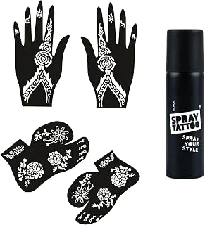 Çiçek Model El Ayak Geçici Dövme Seti Spray Tattoo Dark Siyah Renk ürün görseli 1