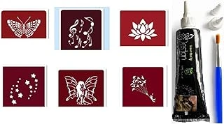 Lotus Hint Kınasıyla Geçici Dövme Yapma Seti Fırça 6 Kalıp Hediyeli ürün görseli 1