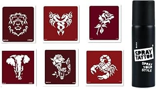 Aslan Fil Spray Tattoo Geçici Sprey Dövme Seti ürün görseli 1