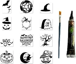 Cadılar Bayramı Halloween Geçici Dövme Seti 1 Tüp Kına 12 Desen Fırça Hediyeli ürün görseli 1
