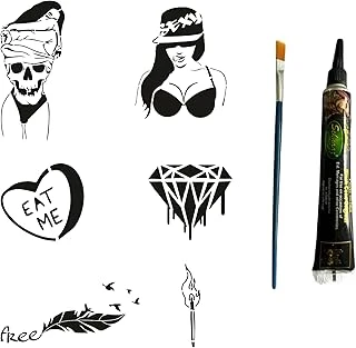 Davetkar Modeller Tüp Kına Fırça Hediyeli Tattoo Geçici Dövme Seti ürün görseli 1