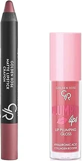 Plumped Lips Lip Plumping Gloss No: 210 Matte Lipstick Crayon No:22 Cotton Pink Seti ürün görseli 1