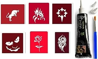 Boğa Joker Hint Kınasıyla Geçici Dövme Yapma Seti Fırça 6 Adet Kalıp Hediyeli ürün görseli 1