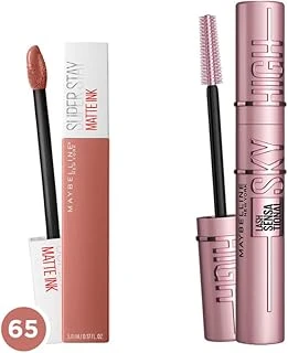 New York Lash Sensational Sky High Maskara + Super Stay Matte Ink Unnude Likit Mat Ruj - 65 Seductress ürün görseli 1