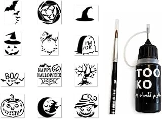 Halloween Likit Kalem Uçlu Siyah Geçici Dövme Seti Fırça Şablon Hediyeli ürün görseli 1