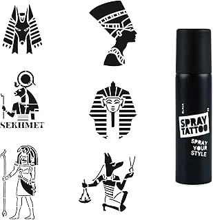 Antik Mısır Tanrıları Sprey Dövme Ile Geçici Dövme Yapma Seti Siyah Spray Tattoo ürün görseli 1